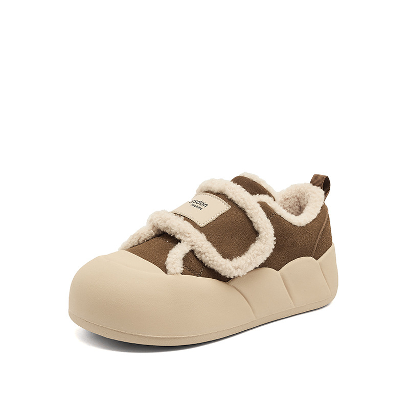 Zapatos de algodón de terciopelo de Augu Lion Degas para mujeres 2025 nuevos zapatos de invierno de puff feos y espessados, zapatos de skate bonitos con suela gruesa