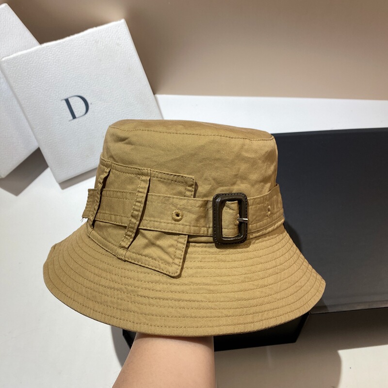 Japanese designer irregular belt fisherman hat spring and summer cotton large brim sunshade Leisure outdoor hat