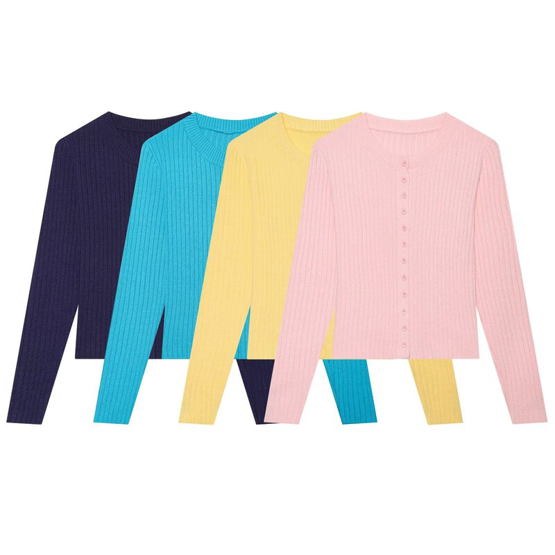 Myst&Za European and American Style New Hot Girl Spring and Autumn Basic Knitted Cardigan Slim Fit Sweater Jacket for Women