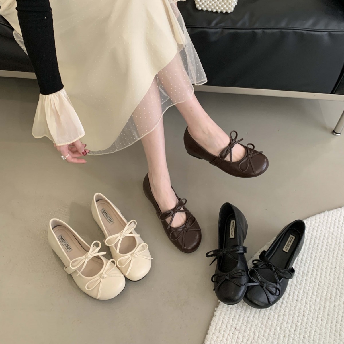Inner Height Brown Shallow Mouth Shoes Women's Spring and Autumn New Korean Style French Evening Style Elegant Fairy Thick-soled Mary Jane Shoes
