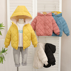Autumn and winter children's cotton-padded coats, men's and women's babies' thickened hooded coats, Korean style down-padded coats for small and medium-sized children, short children's clothing