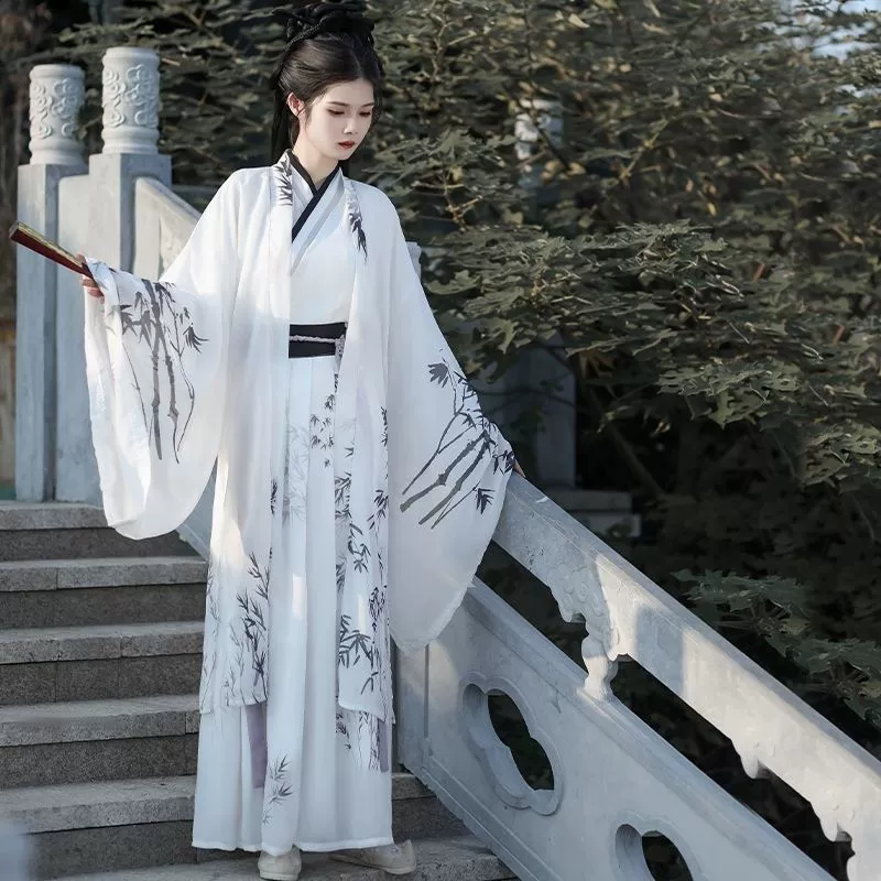 Холодно- и тепло-рукав Hanfu для женщин 2024 новый широкий рукав, сказочная юбка, древний стиль, сказочный свободный костюм