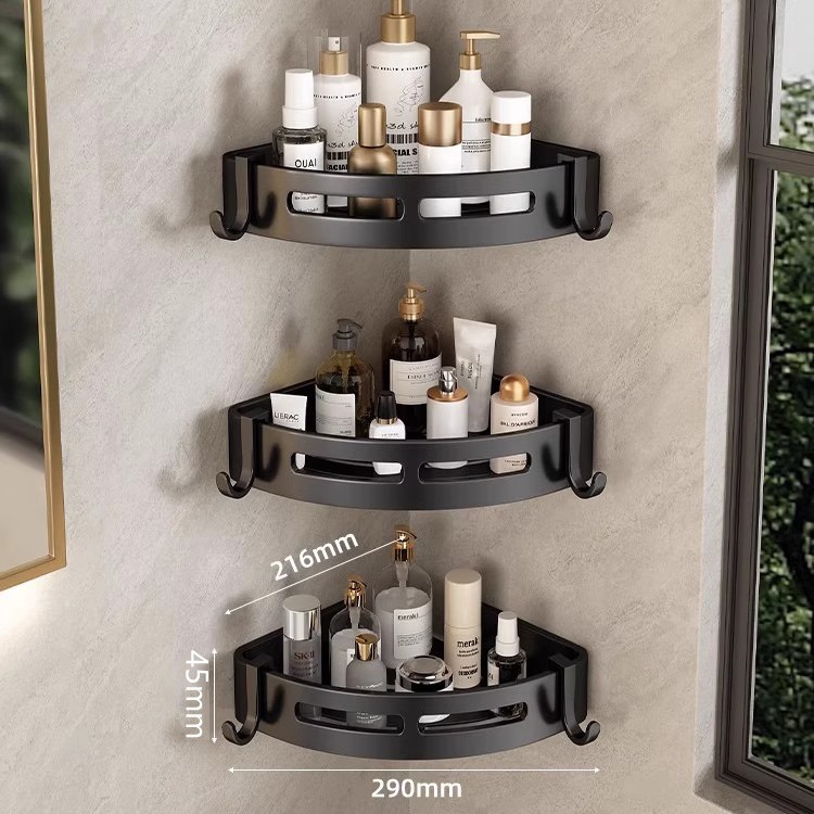 Estantes de baño sin perforación, toallas de baño colgantes, lavabos de pared, canasta triangular, estante de almacenamiento de gel de ducha