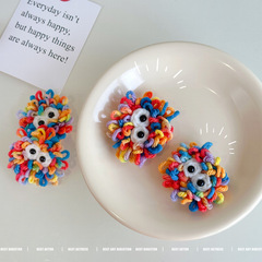 Cartoon little monster diy cute brooch handmade wool crochet creative doll decorative accessories bag accessories