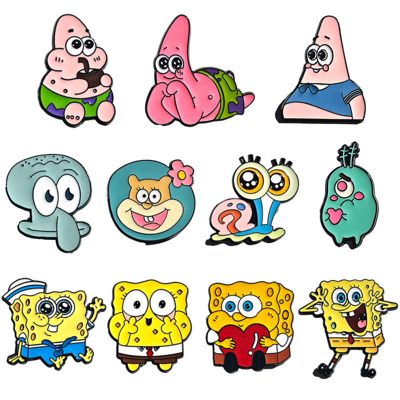 Cute Cartoon Spongebob Squarepants Patrick Star Alloy Brooch Commuting Versatile Squidward Sandy Badge Clothing Decoration Cute Cartoon Spongebob Squarepants Patrick Star Alloy Brooch Commuting Versatile Squidward Sandy Badge Clothing Decoration