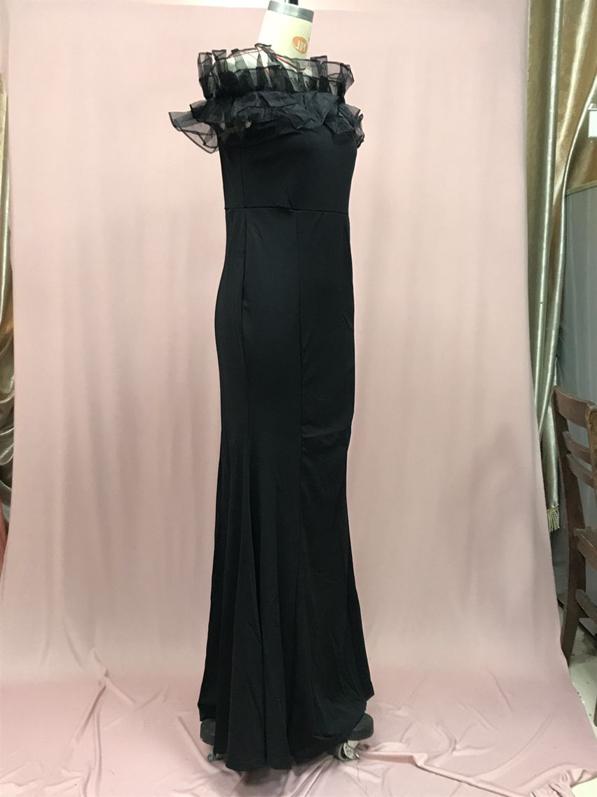 Elegantes Damen Strickkleid Mit Ein-schulter-schnitt Und Rüschen_voghion.com