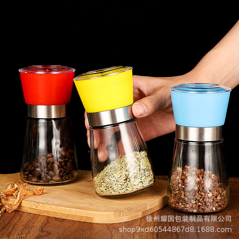 Molinillo manual transfronterizo hogar cocina botella de molienda de acero inoxidable botella de molienda de grano de pimienta negra botella esparcidora ultrafina