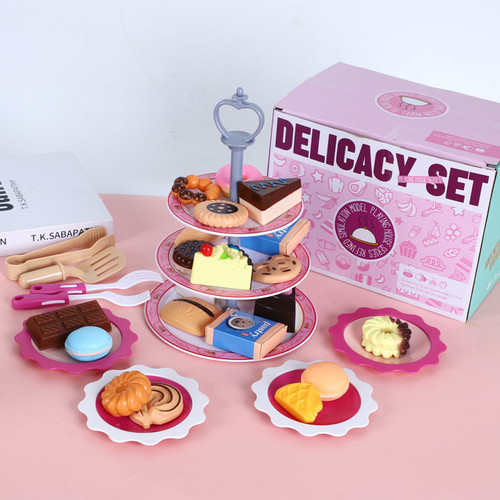 2024 cross-border new product children's play house kitchen toys simulation afternoon tea snack toy set girls' toys