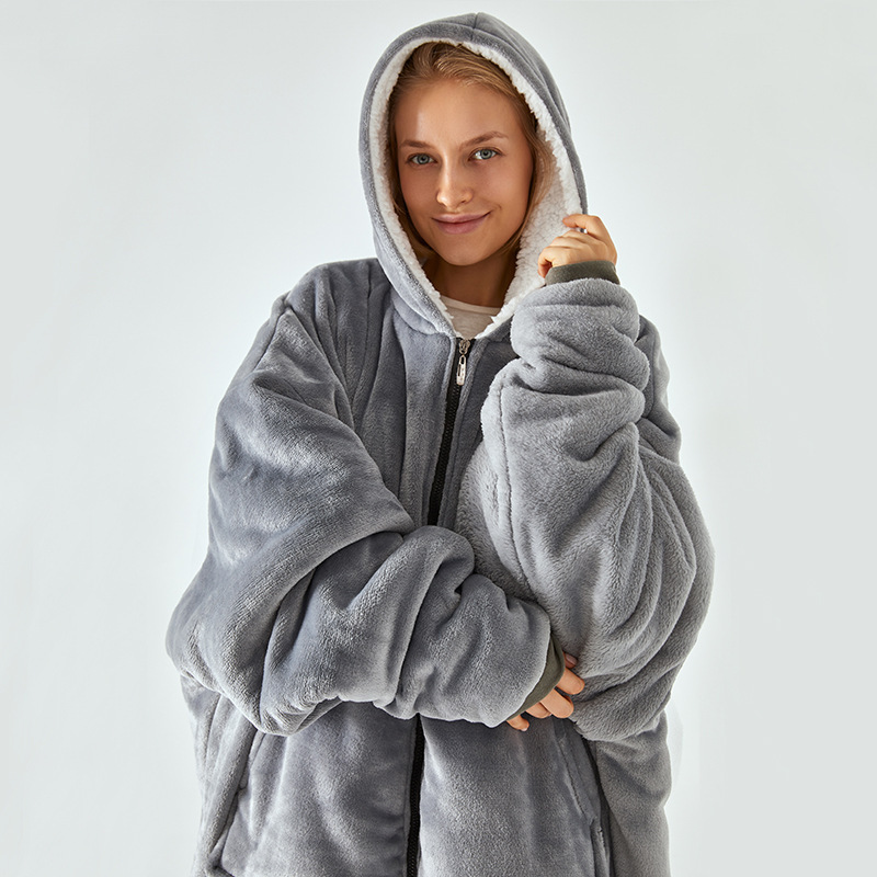 Hooded Blanket in Dark Gray