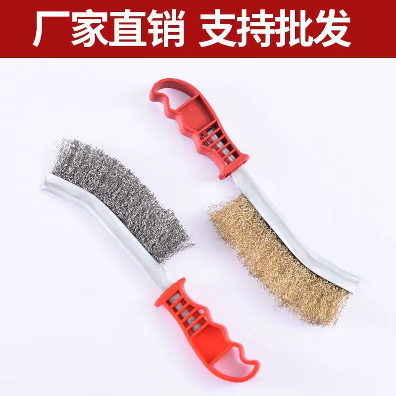 Cepillo de alambre de acero inoxidable chapado en cobre desoxidable de metal limpio, descontaminación, pulido, eliminación de rebabas cepillo de cuchillo multifuncional