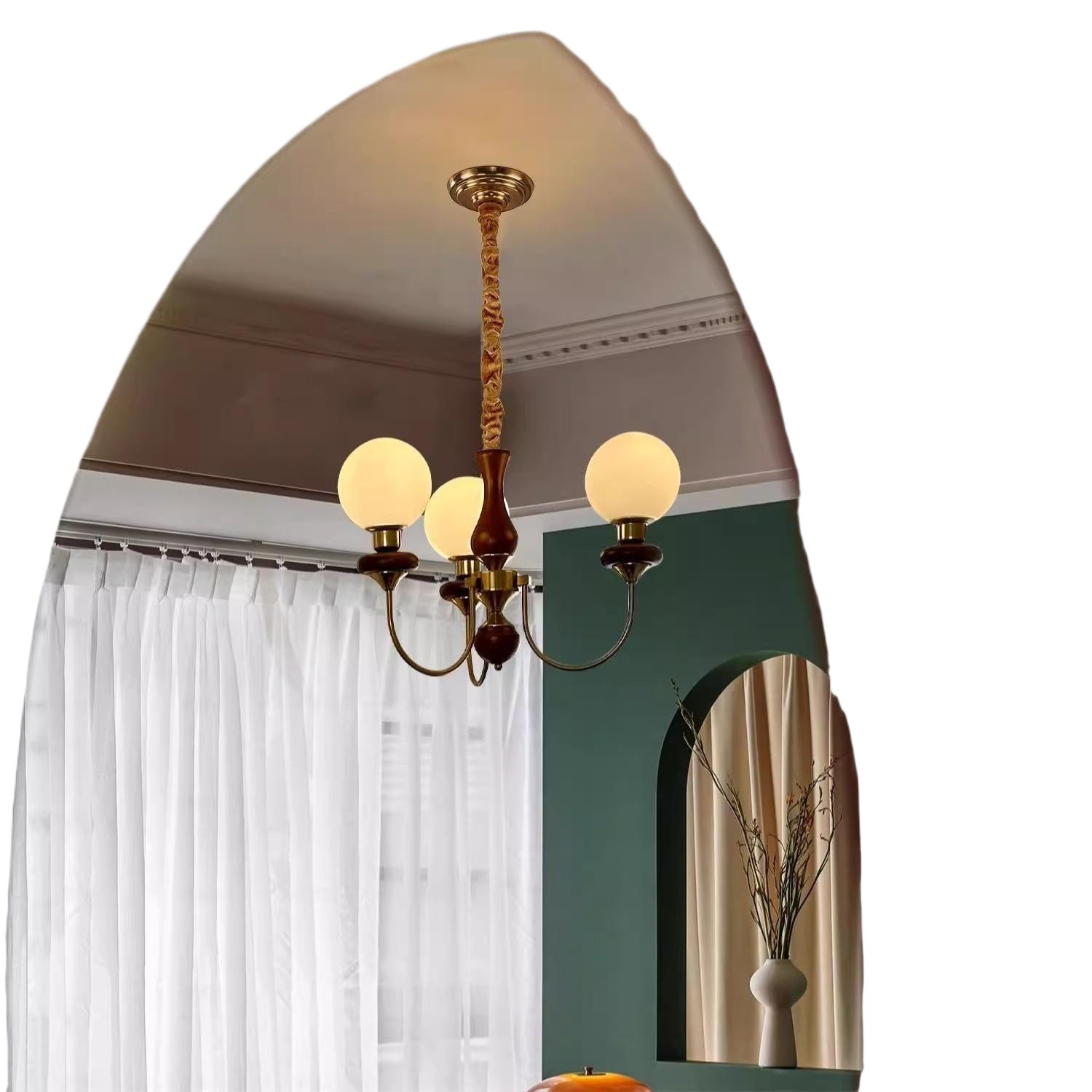 Lámparas de sala de estar francesas medievales candelabros de frijoles retrógrados estadounidenses dormitorio comedor de estilo Nanyang lámparas de toda la casa 2025 nuevo