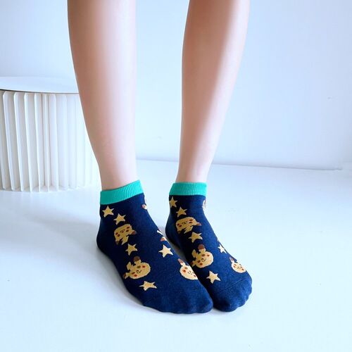 Four Seasons Japanese Cartoon Socks for Women, Pichu Women's Boat Socks, College Fashion Socks, Men's and Women's Socks