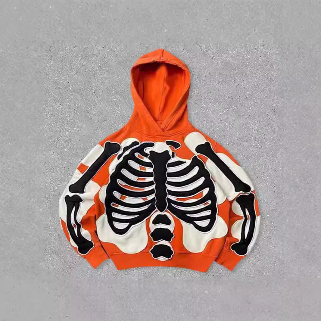 Felpa con cappuccio unisex stampa scheletro 3d stile gotico_voghion.com