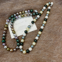 秋冬新款彩色仿珍珠项链复古气质串珠颈链气质简约毛衣链