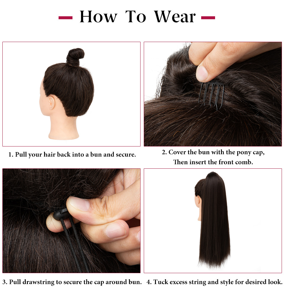 Sintētiski mati sievietēm ar gariem taisniem matiem, augsti pieaudzētiem aukliņu stila augstas temperatūras zīda viltus zirgaste_voghion.com