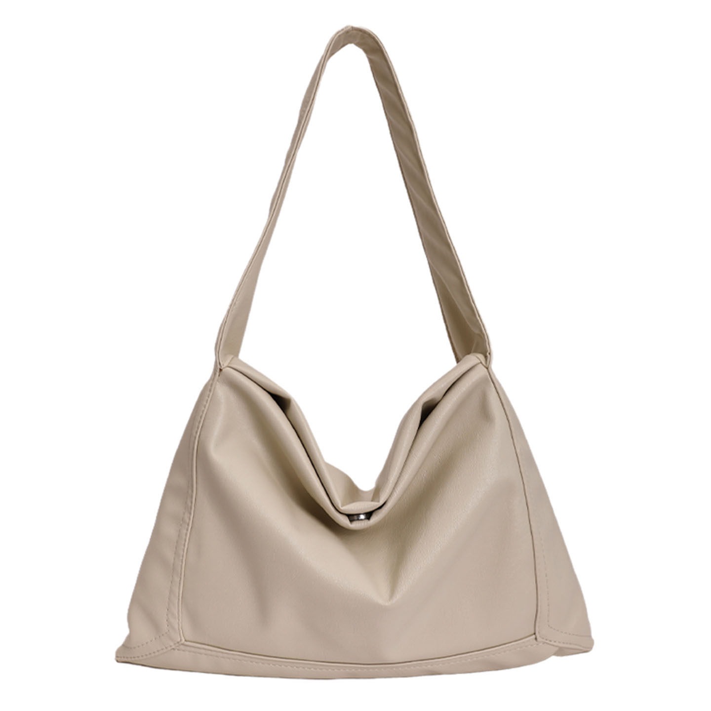 Women's Relaxed Hobo Soft Leather 2026 New Minimalist Underarm Bag Large Capacity Summer Tote For Commuting - Thumbnail 5
