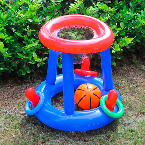 Cross-border PVC inflatable basketball hoop, parent-child water game water inflatable basketball frame throw ring set toy