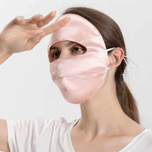Huaye New Summer Silk Sunscreen Mask Women's Full Face Sunshade Breathable Cycling Anti-UV Driving Approval