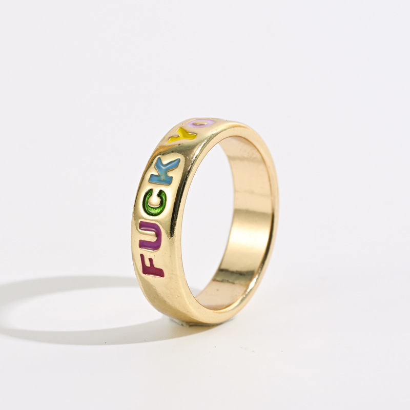 Simple Style Letter Copper Rings Plating Copper Rings