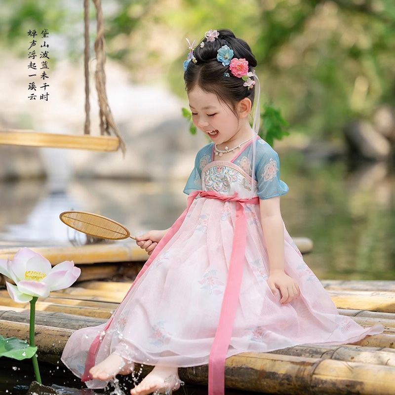 女童汉服连衣裙2025新款儿童仙气国风公主裙女孩薄款表演群夏|undefined