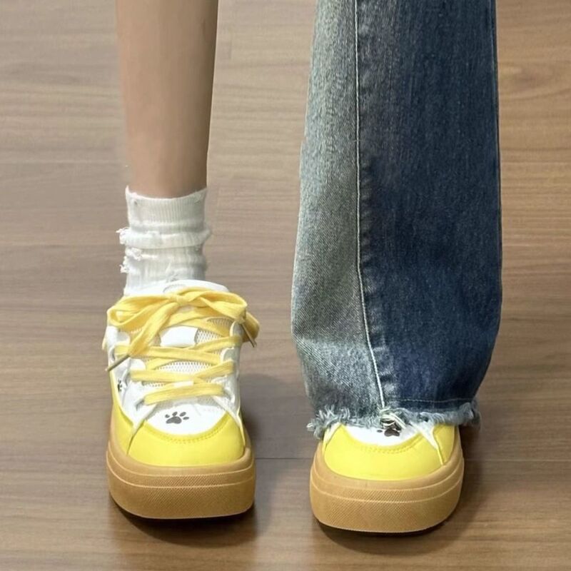 女板鞋2025新款高颜值奶黄可爱布丁狗小众学生鞋百搭厚底可爱女鞋|undefined