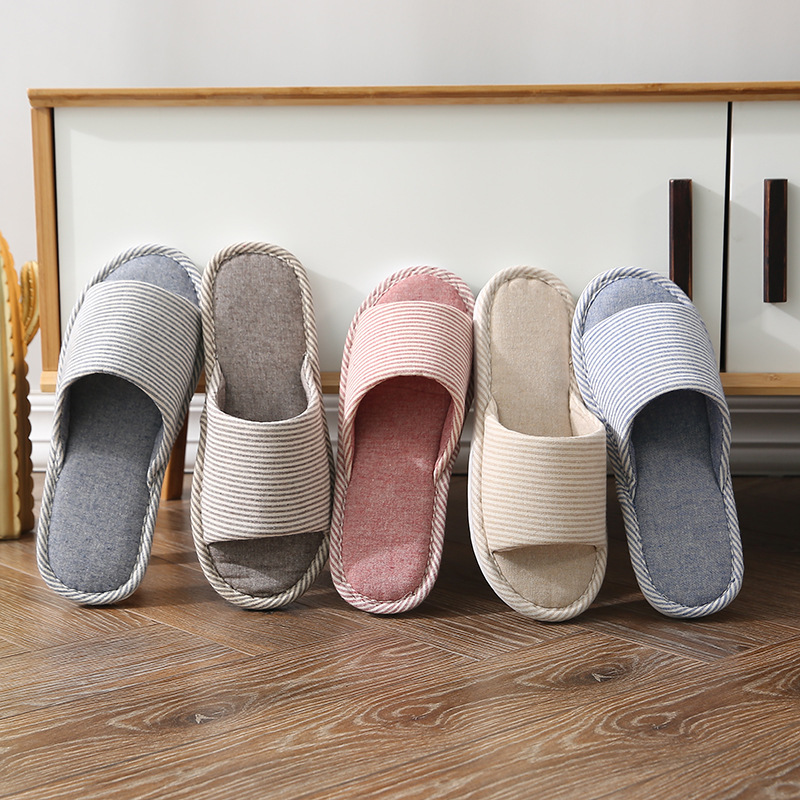 リネンスリッパ男性春夏居ホーム室内床滑り止め耐摩耗性四季コットンスリッパ男性家庭用静音