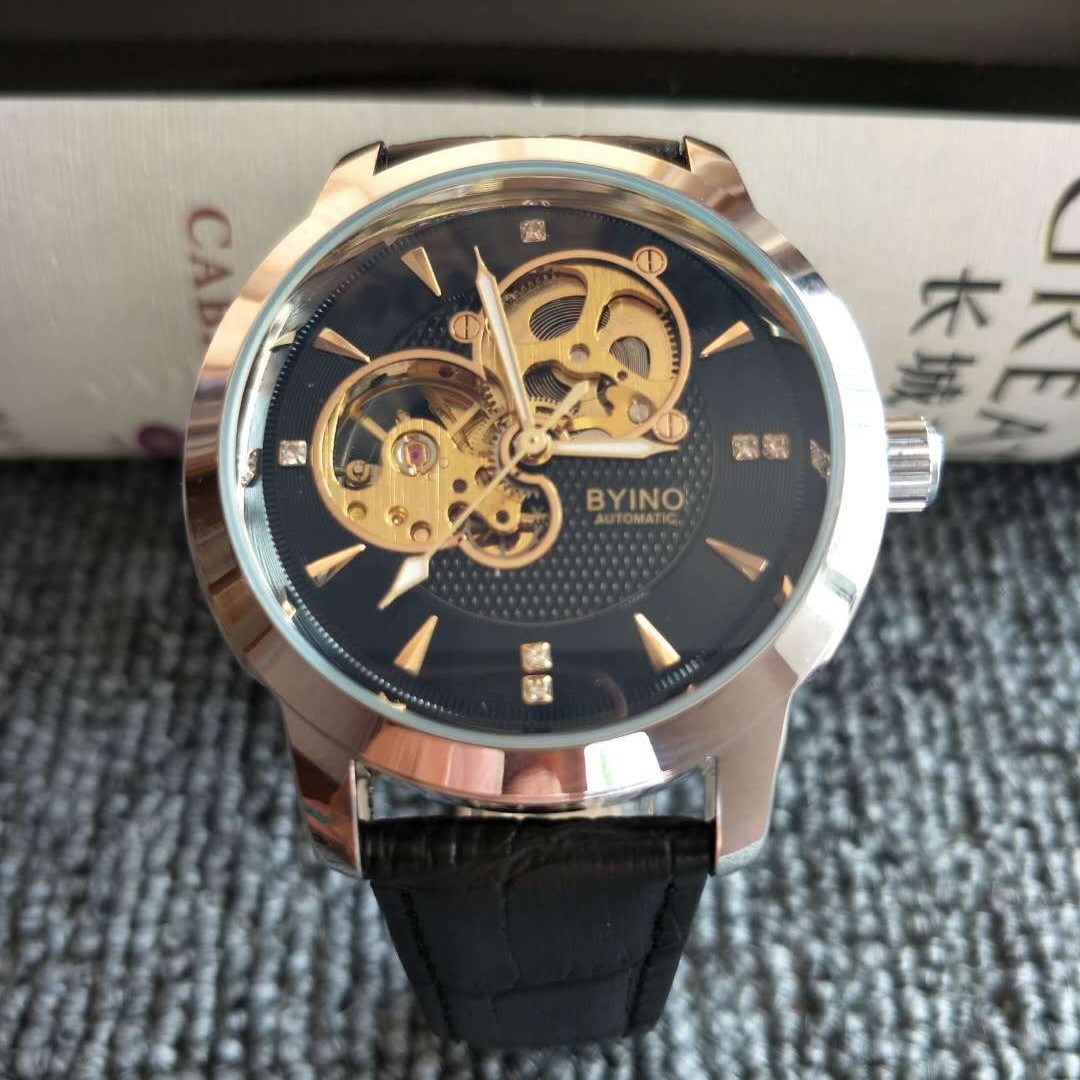 Bayino 8082 Men's Automatic Mechanical Watch Luminous Cut Out Belt Wrist Watch Automatic Watch