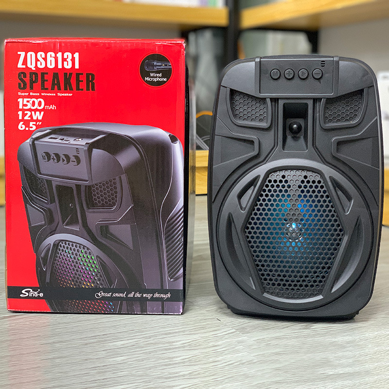 Nuevo ZQS6131 Bluetooth inalámbrico de audio de gran volumen portátil de color de luz portátil de 6,5 pulgadas altavoz de baile cuadrado