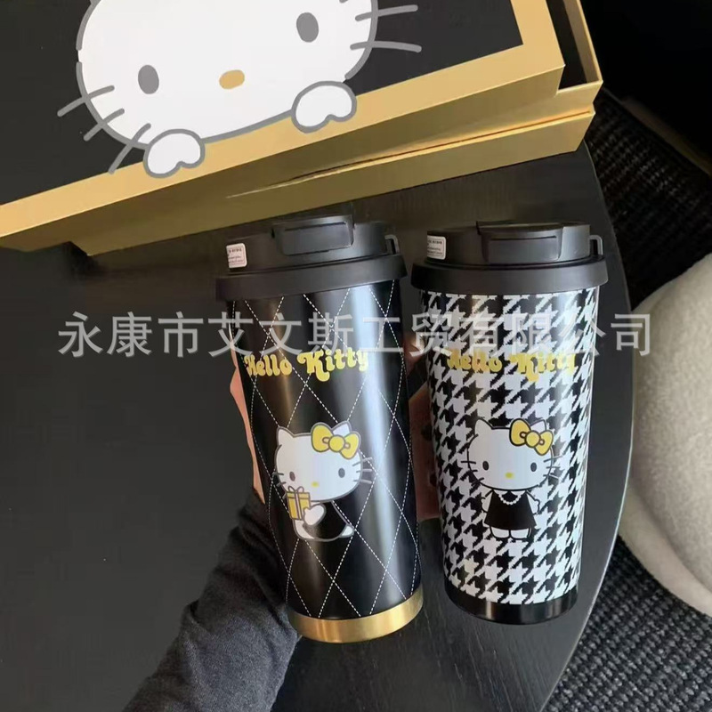 New Cartoon Kt Cat Thermos Cup with High Aesthetic Value, 316 Stainless Steel Office Coffee Cup, Large Capacity Student Water Cup New Cartoon Kt Cat Thermos Cup with High Aesthetic Value, 316 Stainless Steel Office Coffee Cup, Large Capacity Student Water Cup