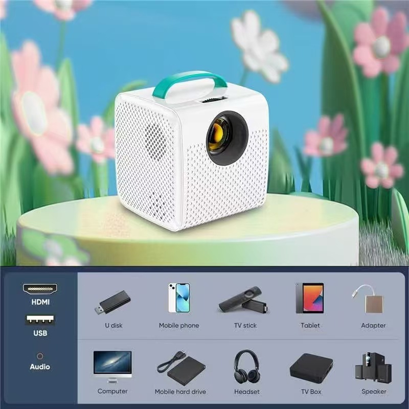 Dış Ticaret Yeni Model Q2 Mini Projeksiyon Cihazı Ev Kullanımı HD Telefon Kablosuz Ev Sinema Ekran Yayını Taşınabilir Projektor