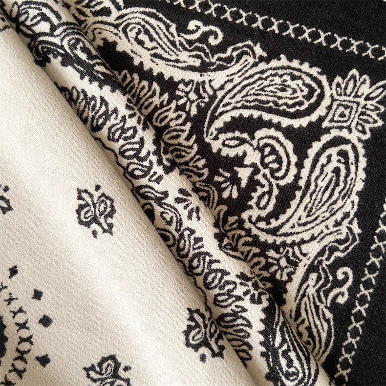 Predimenzionirani kašmirski kvadratni šal u etničkom stilu, ženski debeli šal s resicama, topli šal s cvijetom indijskih oraščića_voghion.com