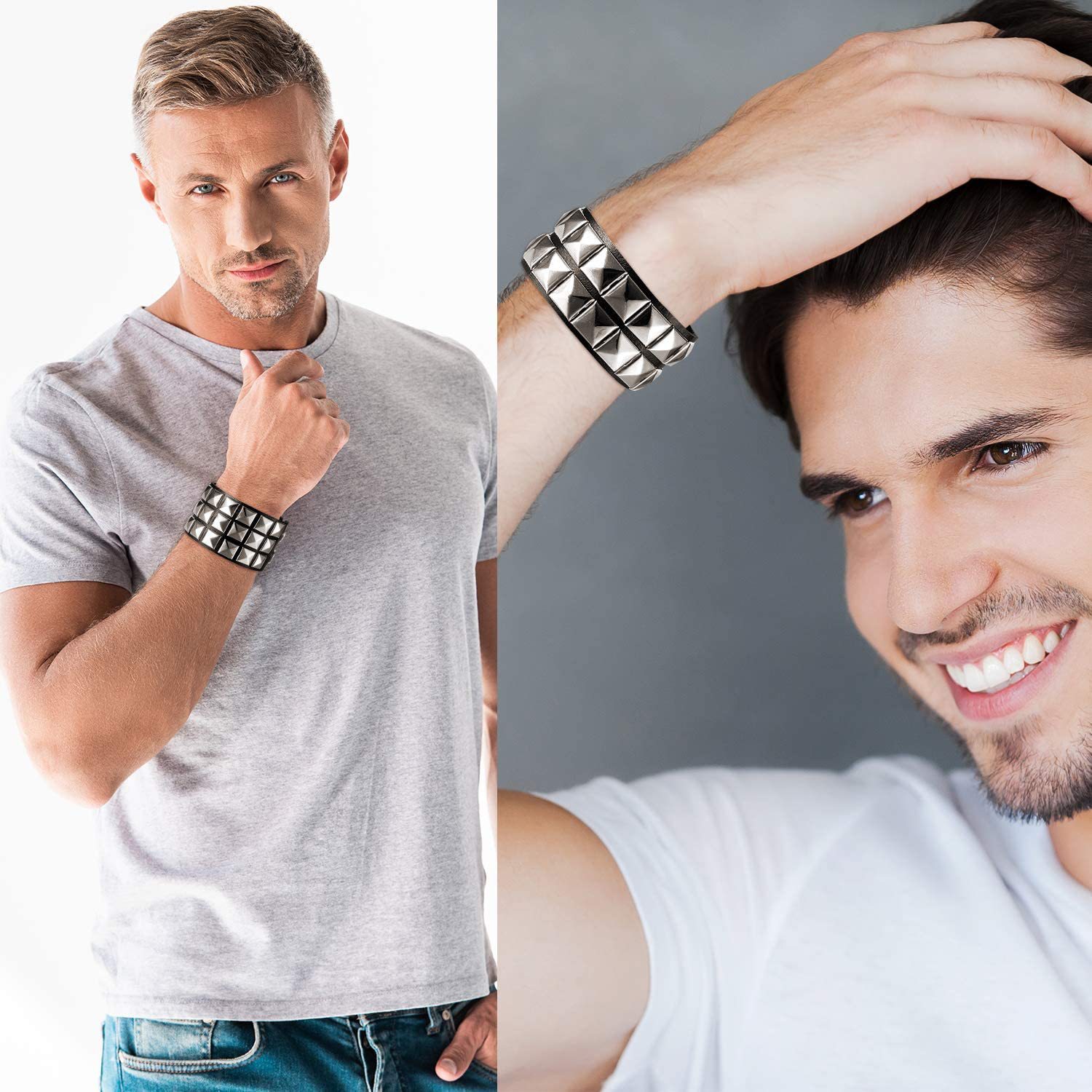 Pu Leather Material Casual Simple Style Streetwear Geometric Pu Leather Men's Bangle Men Cord & Leather Bracelets