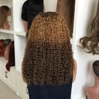 250%密度 jerry curly  human hair wig前蕾丝真人发假发挑染棕色