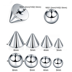 316L stainless steel 14G 16G 18G round tapered piercing accessories jewelry piercing DIY accessories