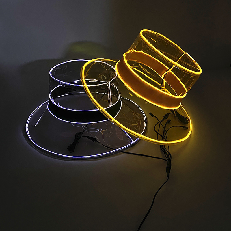 LED luminoso transparente sombrero de pescador Vacaciones de playa impermeable sombrero de playa moda inconformista espectáculo de escenario sombrero de rendimiento