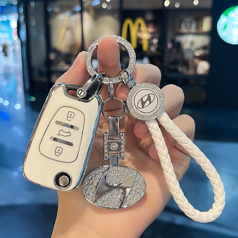 모던 E 폴딩 3 키 [화이트 싱글 쉘] + 다이아몬드 로고 꼰 로프