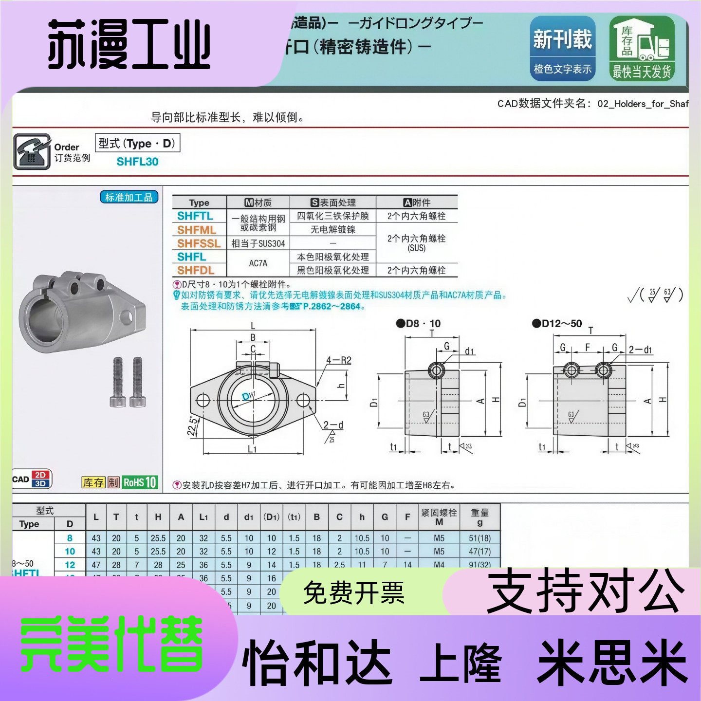 轴固定支座长导向型轴座SHFLM SHFTL8 10 12 15 16 20 25 30 40