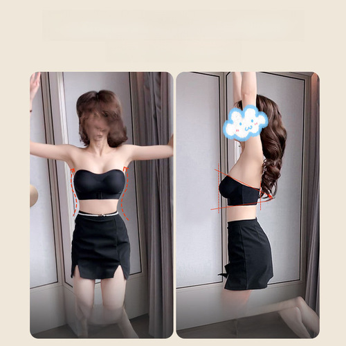 Expanded chest strapless thickened non-slip push-up wrap tube top bra for women with small breasts and large suspender skirt special bra