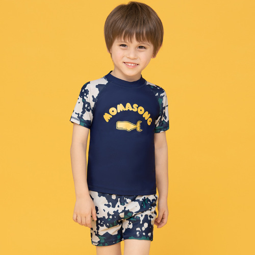 Momasong children's swimsuit  new boys' split long-sleeved sun protection medium and large children's camouflage student swimsuit