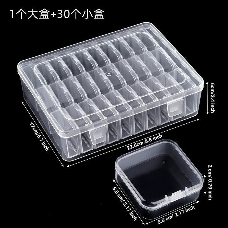 Transparent 30-Compartment Storage Box for Bean Storage, Large-Capacity Packaging and Organizing Box, Plastic Multi-Functional Dust-Proof Storage Box