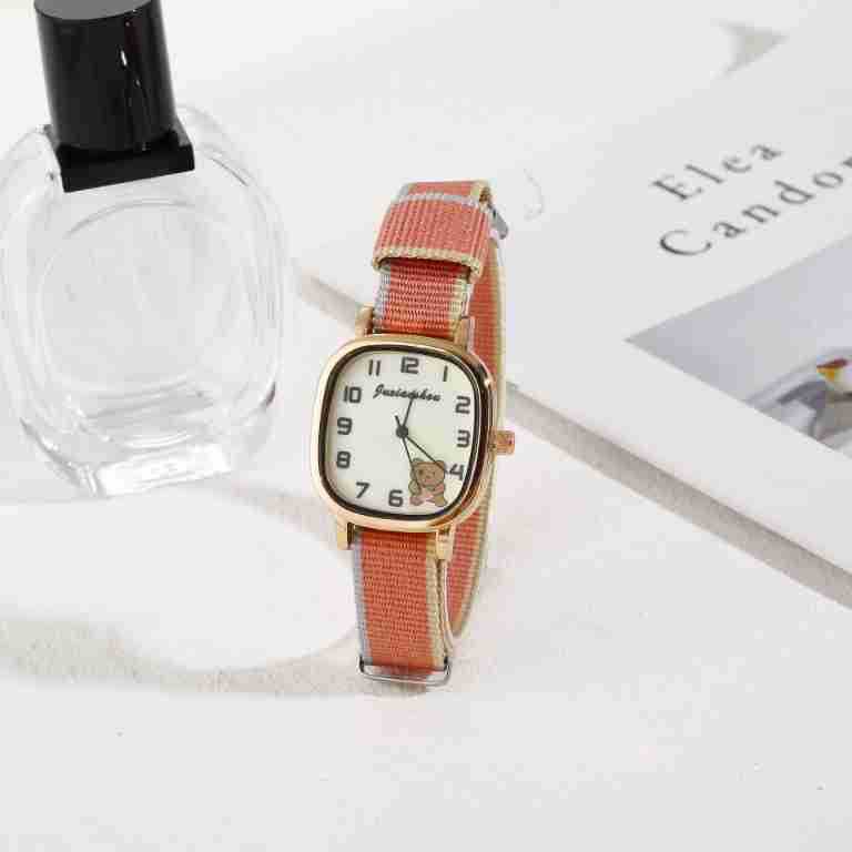 Women's Quartz Watch With Cute Bear Canvas Strap For Students_voghion.com