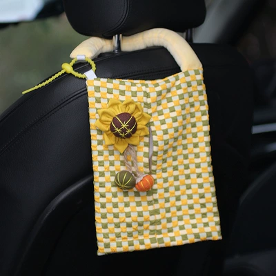 Creative Car Tissue Box with Car tissue box/set - yellow-and-green-checkered-paper-towels-sunflower