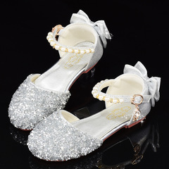 Princess Shoes for Girls, Performance Leather Shoes for Spring and Autumn, Soft-Sole Fashion Show Crystal Shoes, Compatible with Children's Host Formal Wear