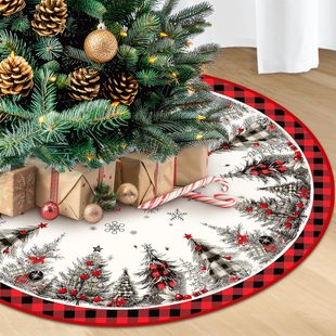 New Amazon Cross-Border Christmas Tree Skirt Printed Decoration Christmas Floor Mat Christmas Tree Tree Surround Scene Decoration