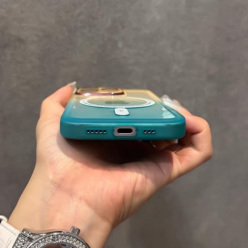 带镜头膜渐变色磁吸适用iPhone16promax手机壳苹果15软硅胶多巴胺|undefined