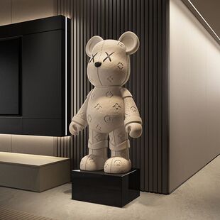 Cream Wind Storm Bear Floor Ornaments Living Room TV Cabinet Home Decoration High-end Doll Opening Housewarming Gift