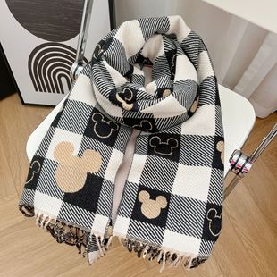 Scarf Women Autumn and Winter New Cashmere Love Plaid Scarf Fashion All-match Double-sided Thickened Couple Warm Shawl