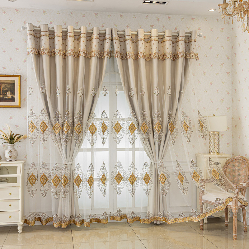 High-End European-Style Embroidered Gauze Curtains Finished Products Special Clearance Floor-To-Ceiling Windows Balcony Gauze Bedroom Embroidered Window Screens