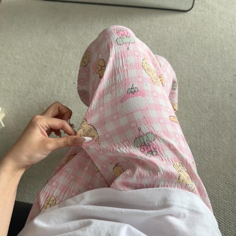 Primavera y verano · Pantalones de pijama casuales para mujeres pantalones a prueba de mosquitos rojos en línea 2025 nuevos pantalones caseros para llevar