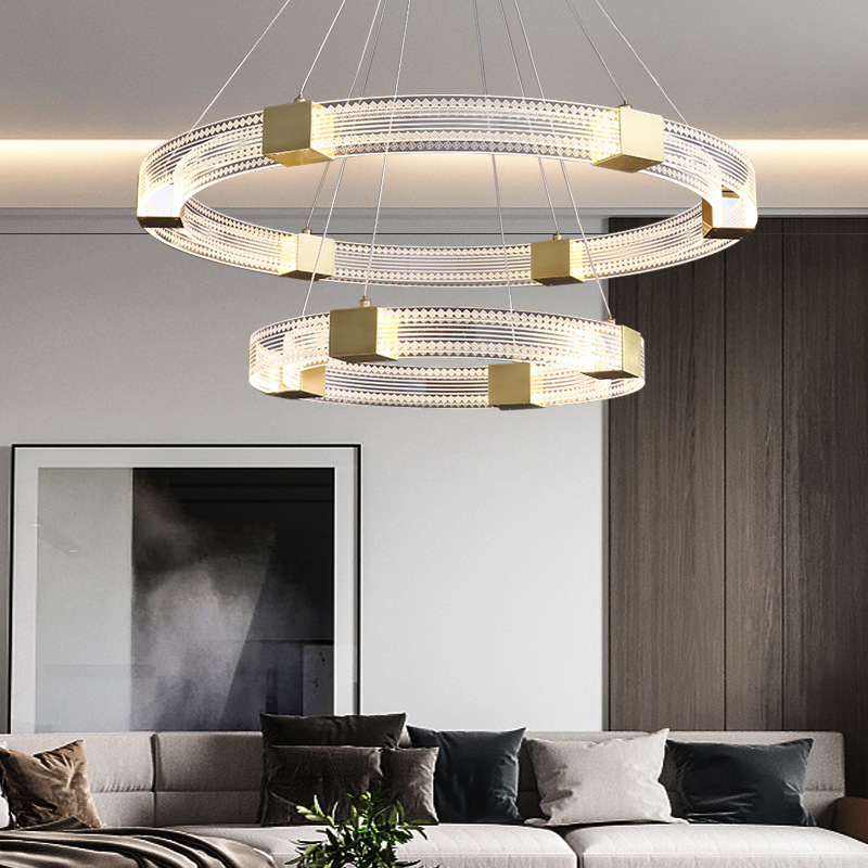 Nordic Post-modern Double-layer Chandelier for Living Room Simple Creative Designer Art Restaurant Bedroom led Ring Chandelier